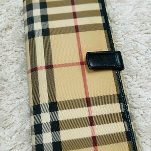 Burberry Beige and Black Checkered Wallet